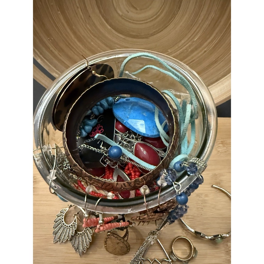 Western Inspired Mystery Jewelry Jar Turquoise & Silver Colored All Wearable - Picture 6 of 13